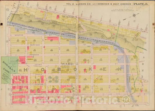 Historic Map - 1908 Hudson County, New York (N.Y.), Palisade Ave, 18Th St, Park Ave, 10Th St. - Vintage Wall Art