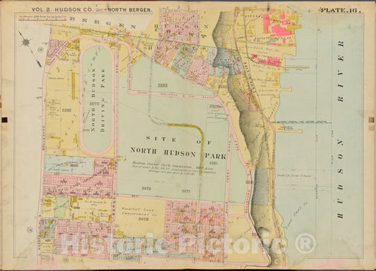 Historic Map - 1908 Hudson County, New York (N.Y.), De Soto Place, Hudson River, 30Th St, Hudson Blvd. - Vintage Wall Art