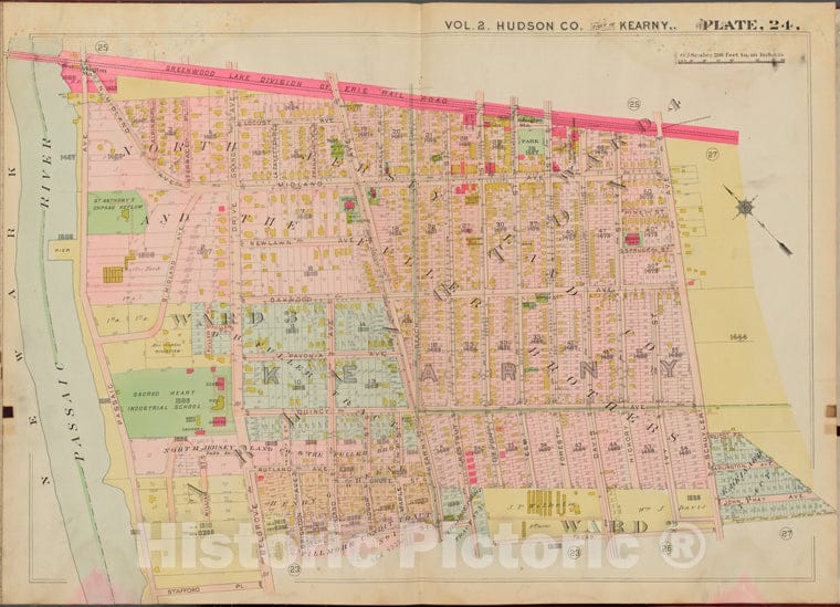 Historic Map - 1908 Hudson County, New York (N.Y.), Schuyler Ave, Stafford Pl, Passaic River - Vintage Wall Art