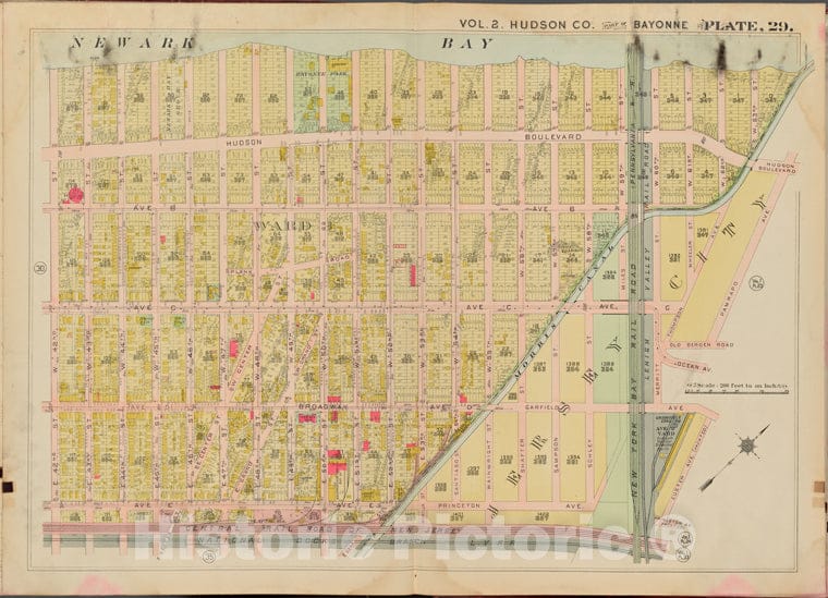 Historic Map - 1908 Hudson County, New York (N.Y.), Newark Bay, Custer Ave, E. 42Nd St, W. 42Nd St. - Vintage Wall Art