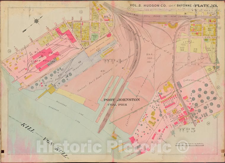 Historic Map - 1908 Hudson County, New York (N.Y.), Hobart Ave, E. 22Nd St, Kill Von Kull - Vintage Wall Art