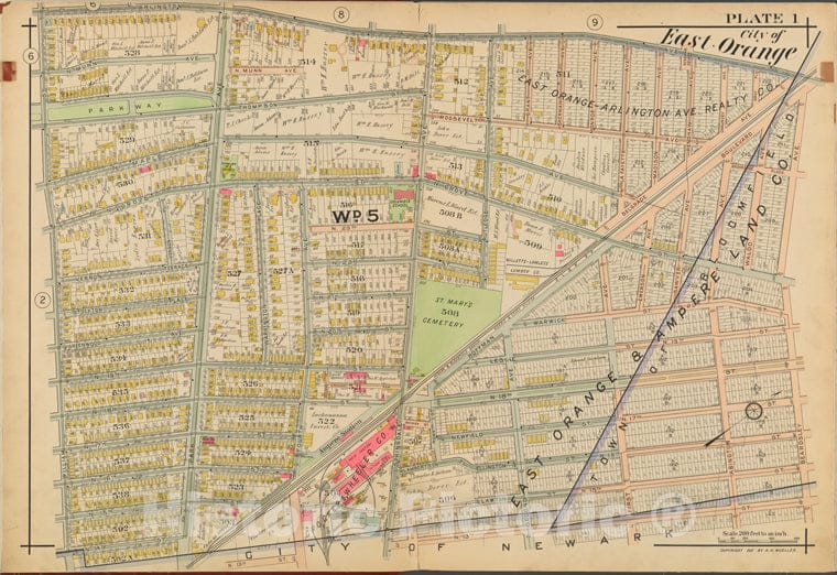 Historic 1911 Map - Orange County, Double Page Plate No. 1 [Map Bounded By Arlingto - Vintage Wall Art