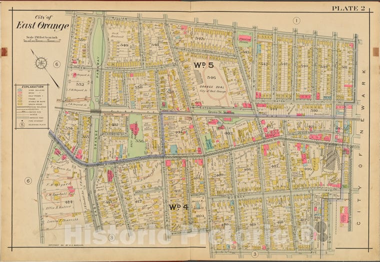 Historic 1911 Map - Orange County, Double Page Plate No. 2 [Map Bounded By William - Vintage Wall Art
