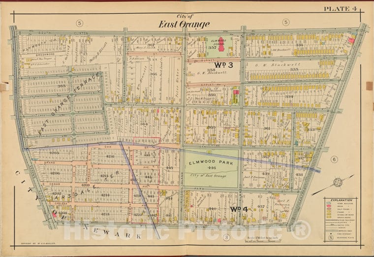 Historic 1911 Map - Orange County, Double Page Plate No. 4 [Map Bounded By Clinton - Vintage Wall Art
