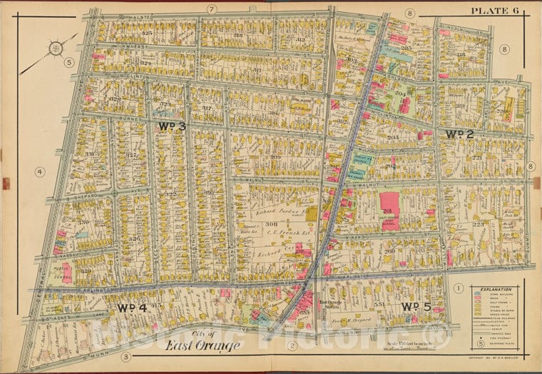 Historic 1911 Map - Orange County, Double Page Plate No. 6 [Map Bounded By Halsted - Vintage Wall Art