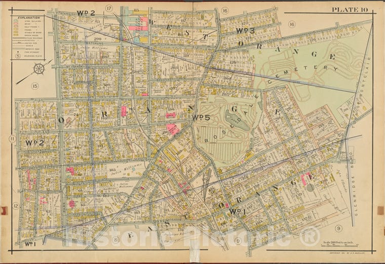 Historic 1911 Map - Orange County, Double Page Plate No. 10 [Map Bounded By Columbi - Vintage Wall Art