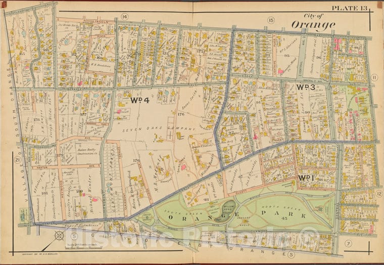 Historic 1911 Map - Orange County, Double Page Plate No. 13 [Map Bounded By Lincoln - Vintage Wall Art