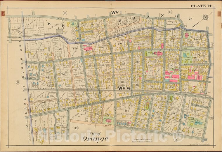 Historic 1911 Map - Orange County, Double Page Plate No. 14 [Map Bounded By Valley - Vintage Wall Art