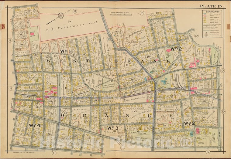 Historic 1911 Map - Orange County, Double Page Plate No. 15 [Map Bounded By Rollins - Vintage Wall Art