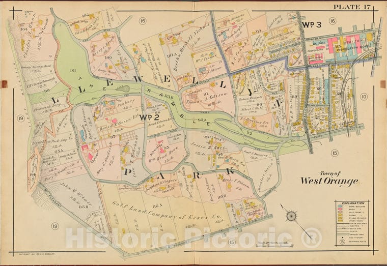 Historic 1911 Map - Orange County, Double Page Plate No. 17 [Map Bounded By Watchung - Vintage Wall Art