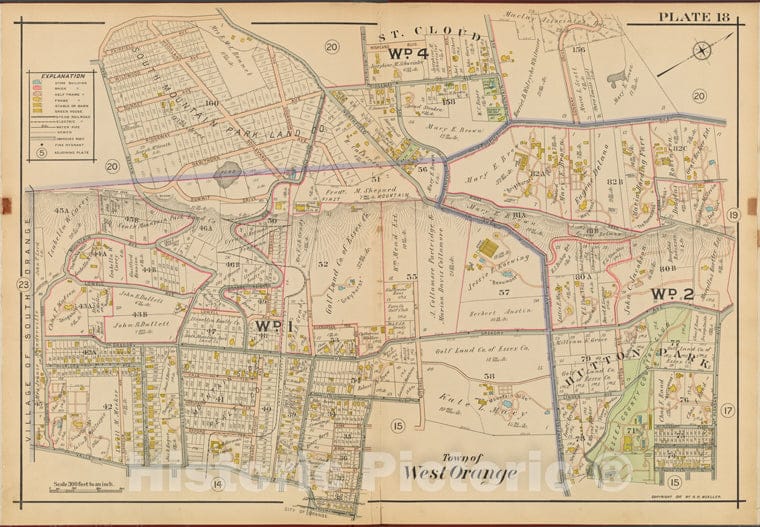 Historic 1911 Map - Orange County, Double Page Plate No. 18 [Map Bounded By Highlan - Vintage Wall Art