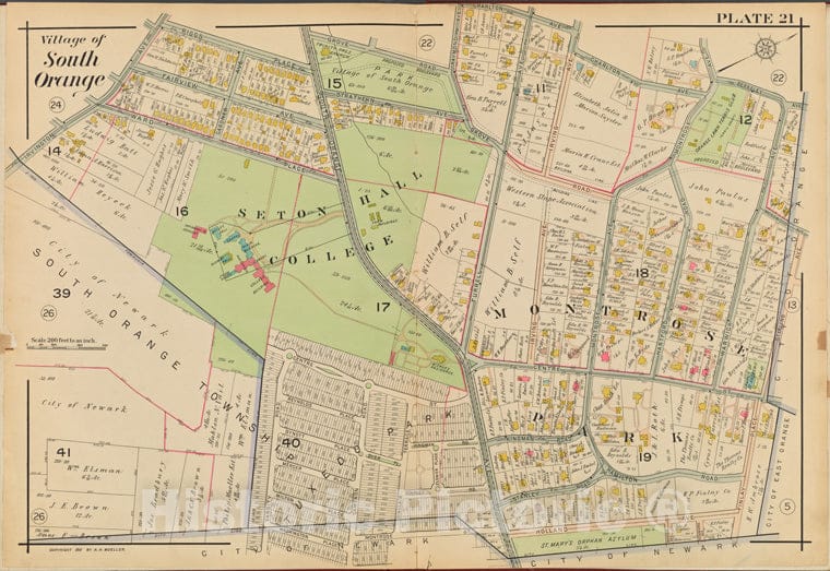 Historic 1911 Map - Orange County, Double Page Plate No. 21 [Map Bounded By Grove Rd - Vintage Wall Art