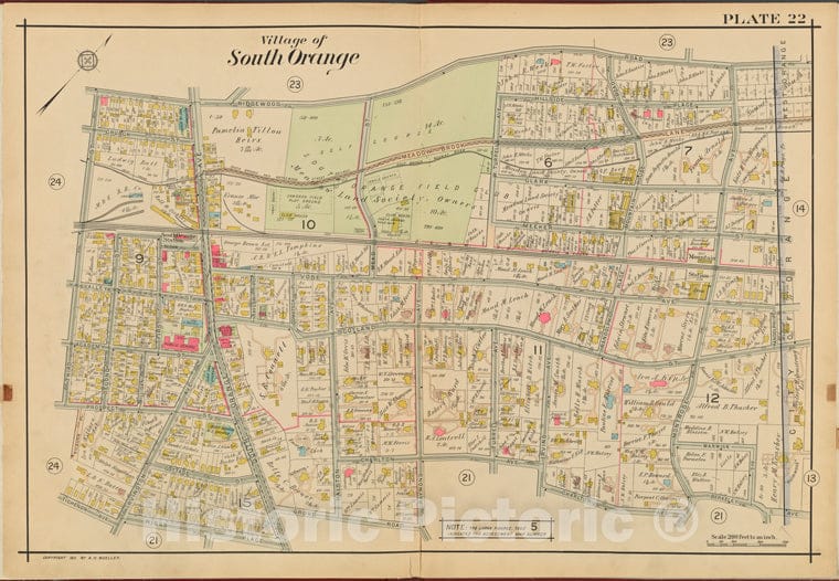 Historic 1911 Map - Orange County, Double Page Plate No. 22 [Map Bounded By Ridgewoo - Vintage Wall Art
