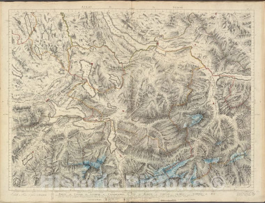Historic 1802 Map - Partie Du Canton De Lucerne D'Unterwalden D'Uri Et Zurich Le Canton Glarus Schweiz Et Zug. - Switzerland - Maps Of Europe - Atlas Suisse. - Vintage Wall Art