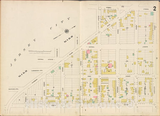 Historic Map - 1887 Hudson County, New Jersey, (N.J.), Hudson County, V. 8, Plate No. 2 [Summit Ave, Courtland St, Spring St, Paterson Plank Rd.] - Vintage Wall Art