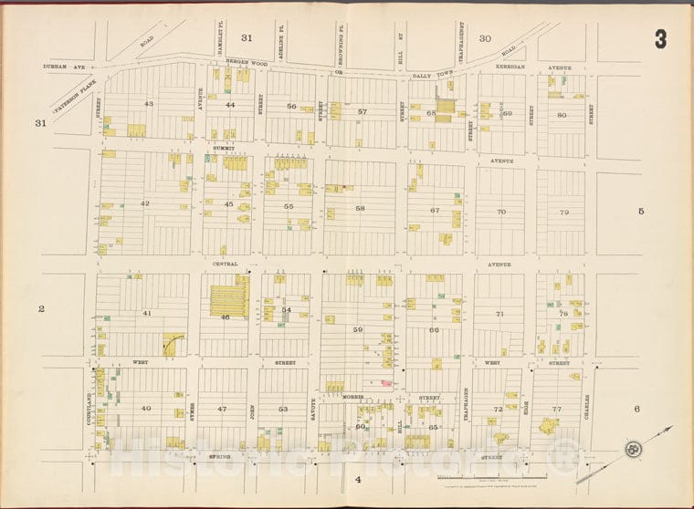 Historic Map - 1887 Hudson County, New Jersey, (N.J.), Hudson County, V. 8, Double Page Plate No. 3 [Kerrigan Ave, Charles St, Courtland St, Bergen Wood] - Vintage Wall Art