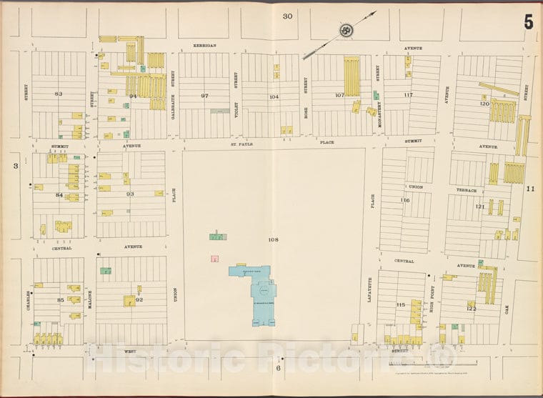Historic Map - 1887 Hudson County, New Jersey, (N.J.), Hudson County, V. 8, Double Page Plate No. 5 [Kerrigan Ave, Oak St, West St, Charles St.] - Vintage Wall Art