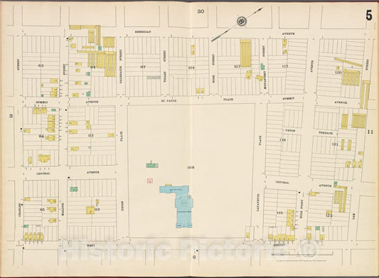 Historic Map - 1887 Hudson County, New Jersey, (N.J.), Hudson County, V. 8, Double Page Plate No. 5 [Kerrigan Ave, Oak St, West St, Charles St.] - Vintage Wall Art