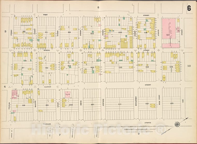 Historic Map - 1887 Hudson County, New Jersey, (N.J.), Hudson County, V. 8, Double Page Plate No. 6 [West St, Oak St, Palisade Ave, Charles St.] - Vintage Wall Art