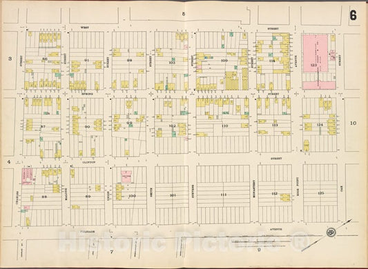 Historic Map - 1887 Hudson County, New Jersey, (N.J.), Hudson County, V. 8, Double Page Plate No. 6 [West St, Oak St, Palisade Ave, Charles St.] - Vintage Wall Art
