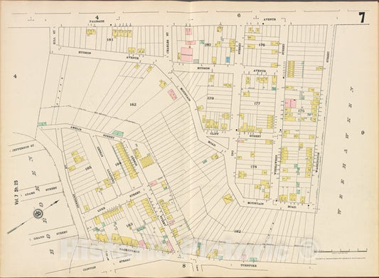 Historic Map - 1887 Hudson County, New Jersey, (N.J.), Hudson County, V. 8, Plate No. 7 [ Palisade Ave, Washington St, Hackensack Turnpike, Hermann St, Hill St. - Vintage Wall Art