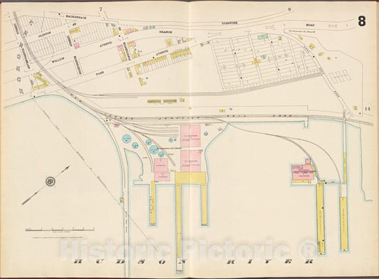 Historic Map - 1887 Hudson County, New Jersey, (N.J.), Hudson County, V. 8, Plate No. 8 [Hackensack Turnpike Rd, Coal Dock Rd, Hudson River, 17Th St.] - Vintage Wall Art