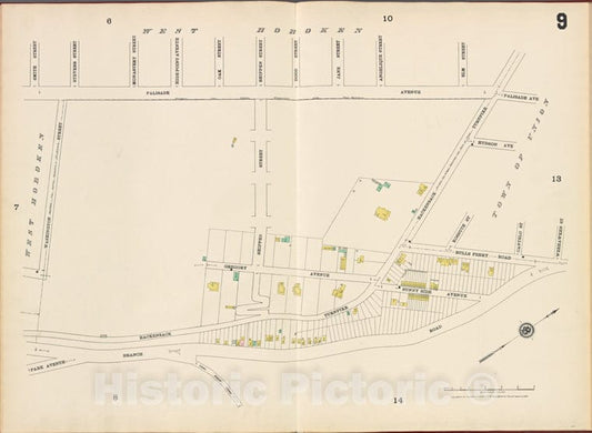 Historic Map - 1887 Hudson County, New Jersey, (N.J.), Hudson County, V. 8, Plate No. 9 [Palisade Ave, Weeha Wken St, Branch Rd, Washington St.] - Vintage Wall Art