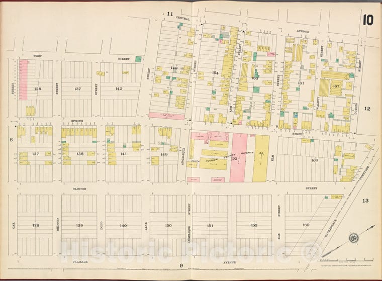 Historic Map - 1887 Hudson County, New Jersey, (N.J.), [Map Central Ave, Dubois St, Hackensack Turnpike, Palisade Ave, Oak St, West St.] - Vintage Wall Art