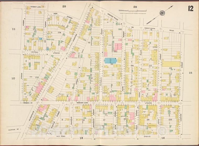 Historic Map - 1887 Hudson County, New Jersey, (N.J.), Hudson County, V. 8, Double Page Plate No. 12 [Bergen Wood, Gardner St, New York Ave, Dubois St.] - Vintage Wall Art
