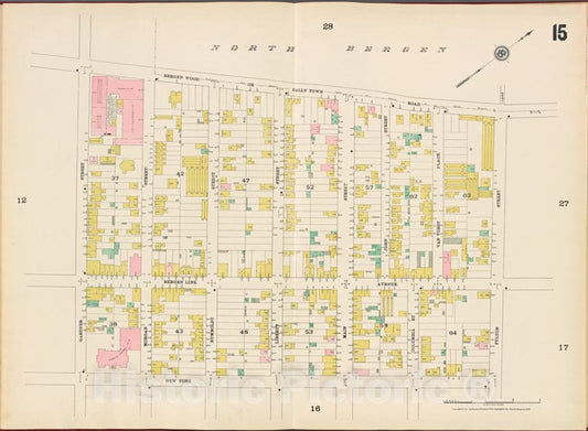Historic Map - 1887 Hudson County, New Jersey, (N.J.), Hudson County, V. 8, Double Page Plate No. 15 [Bergen Wood, Fulton St, New York Ave, Gardner St.] - Vintage Wall Art