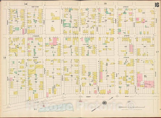 Historic Map - 1887 Hudson County, New Jersey, (N.J.), Hudson County, V. 8, Double Page Plate No. 16 [New York Ave, Fulton St, Bulls Ferry Rd, Union St.] - Vintage Wall Art