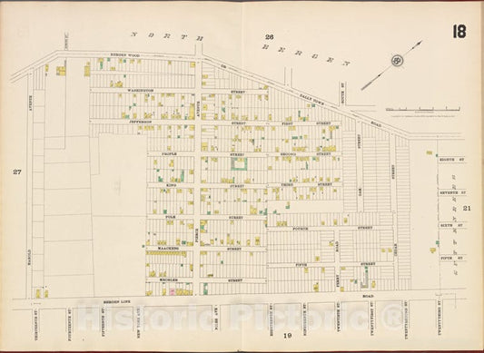 Historic Map - 1887 Hudson County, New Jersey, (N.J.), Hudson County, V. 8, Double Page Plate No. 18 [Bergen Wood, 23Rd St, Bergen Line Rd, Harold Ave.] - Vintage Wall Art