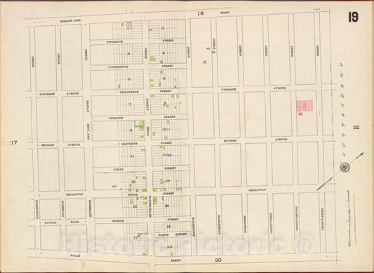 Historic Map - 1887 Hudson County, New Jersey, (N.J.), Hudson County, V. 8, Double Page Plate No. 19 [Bergen Line Rd, 23Rd St, Bulls Ferry Rd, 14Th St.] - Vintage Wall Art