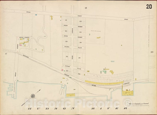 Historic Map - 1887 Hudson County, New Jersey, (N.J.), Hudson County, V. 8, Double Page Plate No. 20 [Bulls Ferry Rd, Hudson River, Broad St.] - Vintage Wall Art