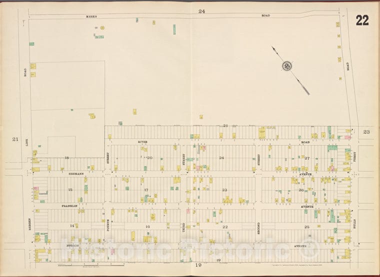 Historic Map - 1887 Hudson County, New Jersey, (N.J.), Hudson County, V. 8, Plate No. 22 [Meeks Rd, Bulls Ferry Rd, Hudson Ave, Bergen Line Rd.] - Vintage Wall Art