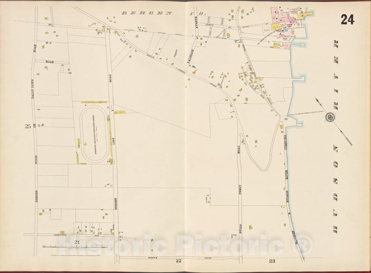 Historic Map - 1887 Hudson County, New Jersey, (N.J.), Hudson County, V. 8, Double Page Plate No. 24 [Hudson River, Meeks Rd, Bergen Wood] - Vintage Wall Art