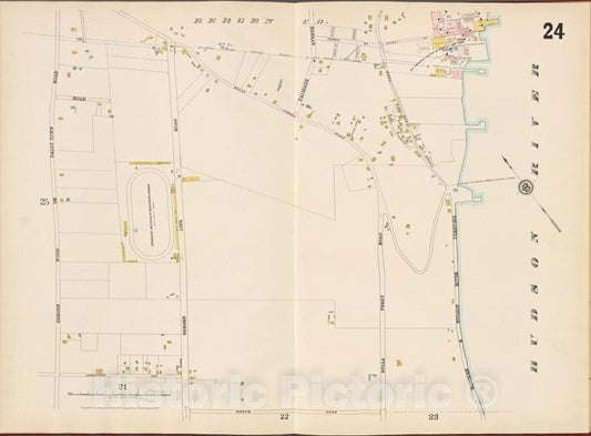 Historic Map - 1887 Hudson County, New Jersey, (N.J.), Hudson County, V. 8, Double Page Plate No. 24 [Hudson River, Meeks Rd, Bergen Wood] - Vintage Wall Art