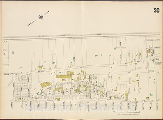Historic Map - 1887 Hudson County, New Jersey, (N.J.), Hudson County, V. 8, Double Page Plate No. 30 [Grove St, Kerrigan Ave, Browing Place] - Vintage Wall Art