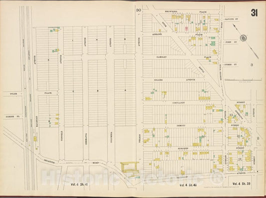Historic Map - 1887 Hudson County, New Jersey, (N.J.), Hudson County, V. 8, Plate No. 31 [Map Browing Place, Summit Ave, Paterson Ave, Secaucus Rd, Railroad Ave.] - Vintage Wall Art