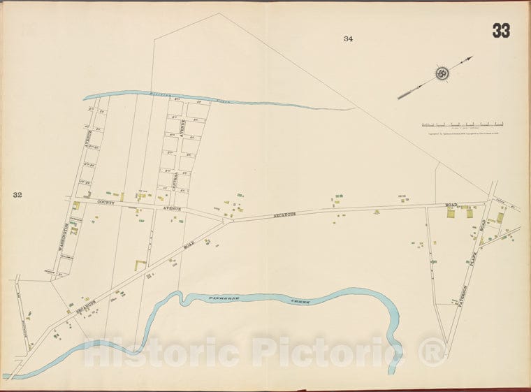 Historic Map - 1887 Hudson County, New Jersey, (N.J.), Hudson County, [ Division Creek, Plank Rd, Pinhorne Creek, Seacaucus Ave, Washington Ave. - Vintage Wall Art