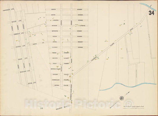 Historic Map - 1887 Hudson County, New Jersey, (N.J.), Hudson County, V. 8, Double Page Plate No. 34 [10Th St, Secaucus Rd, 3Rd St.] - Vintage Wall Art