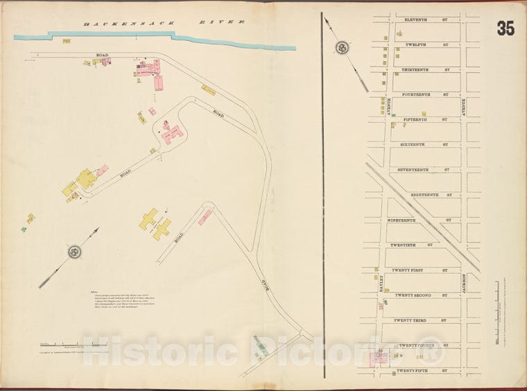Historic Map - 1887 Hudson County, New Jersey, (N.J.), Hudson County, V. 8, Double Page Plate No. 35 [11Th St, Jackson Ave, 25Th St.] - Vintage Wall Art