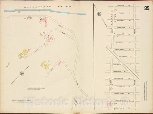 Historic Map - 1887 Hudson County, New Jersey, (N.J.), Hudson County, V. 8, Double Page Plate No. 35 [11Th St, Jackson Ave, 25Th St.] - Vintage Wall Art