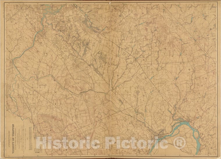 Historic 1884-89 Map - New Jersey, Double Page Sheet No. 8 [Map Of Trenton] - New Jersey - Atlas Of New Jersey. - Vintage Wall Art