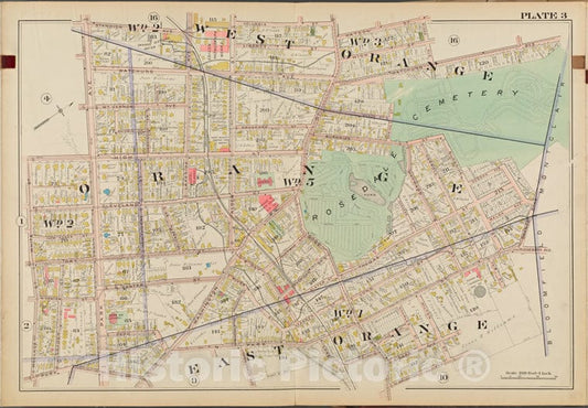 Historic Map - 1904 Essex County, New Jersey (N.J.), West Orange, Orange, East Orange. No. 3 [Columbia, Watson, Orange Rd, N. Brighton, Park, Wallace, White - Vintage Wall Art
