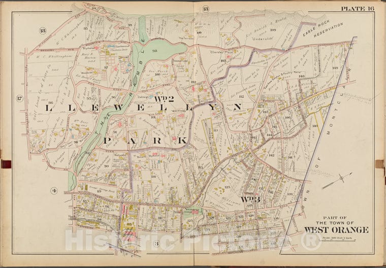 Historic Map - 1904 Essex County, New Jersey (N.J.), West Orange. Plate No. 16 [Map Murray St, Watchung Ave, Standish Ave, Park Ave, Mt. Pleasant Ave.] - Vintage Wall Art