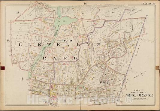 Historic Map - 1904 Essex County, New Jersey (N.J.), West Orange. Plate No. 16 [Map Murray St, Watchung Ave, Standish Ave, Park Ave, Mt. Pleasant Ave.] - Vintage Wall Art