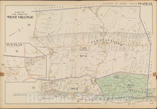 Historic Map - 1904 Essex County, New Jersey (N.J.), West Orange. Plate No. 18 West End Ave, Upper Mountain Ave, Mountain Ave, Gregory Ave, Mt. Pleasant Ave. - Vintage Wall Art
