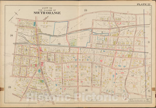 Historic Map - 1904 Essex County, New Jersey (N.J.), Village Of South Orange. Plate No. 22 [ Ridgewood Rd, Berkeley Ave, Charlton Ave, Grove Rd, Riggs Pl, 3Rd St. - Vintage Wall Art