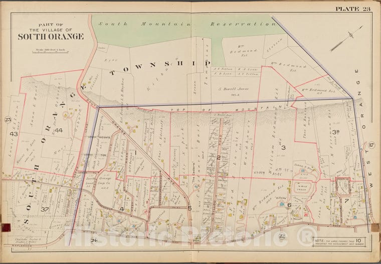 Historic Map - 1904 Essex County, New Jersey (N.J.), Part Of South Orange. Plate No. 23 [Map Luddington Rd, Ridgewood Rd, Walton Ave, Maplewood Ave.] - Vintage Wall Art